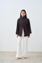 Women's Waist-Tie Zippered Jacket Navy Blue - 3