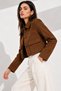 Women's Brown Suede Patch Pocket Slim Shirt Collar Jacket - 2