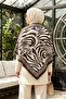 Women's Zebra Patterned Triangle Shawl 1309 Bitter Brown - 2