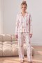 Pink Teddy Bear Patterned Crinkled Buttoned Ruffle Pajama Set 26223941-11 - 2