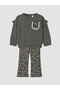 Lcw Kids Anthracite Thessaloniki Floral Girls' Set with Nevavm Difference - 3