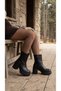 Leather Look Side Zipper High Thick Heeled Winter Women's Short Boots Bootie - 5