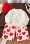 Girl's 2-Piece Set with Heart Detail - Cream - 2