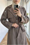 Women's Classic Collar Long Trench Coat with Cufflinks - 3