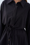 Women's Skirt with Stitching Detail, Tie-Waist Shirt Collar, Trouser Suit, Black - 6