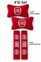 Fiat Embroidered Red Fleece Car Neck Pillow and Seat Belt Pad Set of 4 – 2 Pillows + 2 Pads - 2