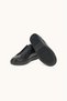 Men's Genuine Leather Black Sneakers with Embossed Logo and Elastic Sides - 6