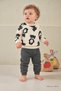 Baby Boy Set Teddy Bear Printed 2-Piece Set Long Sleeve Top and Bottom Seasonal Set - 2