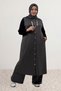 64005 Large Size Buttoned Hooded Modal Vest - Anthracite