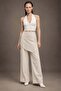 Straight-Cut Linen Trousers with Side Scarf Detail