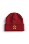 Gingerbread Design Embroidered Cotton Winter Beanie - Gingerbread Embroidered Christmas Themed Winter Design Beanie