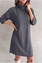 Turtleneck Loose Cut Fleece-Lined Dress - 4
