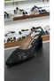 Black Lace Stone Women's Heeled Shoes Zella