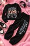Manifest Printed Black Unisex Top and Bottom Tracksuit Set (Top Thin Body Bottom 2-Thread Tracksuit Bottom)