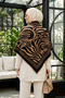 Women's Zebra Patterned Triangle Shawl 1309 Brown - 2