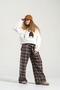 Brown Girls' Plaid Trousers