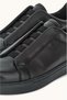 Men's Genuine Leather Black Sneakers with Embossed Logo and Elastic Sides - 5