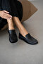 Blaine Genuine Leather Gathered Blunt Toe Women's Loafer - Black Leather - 2