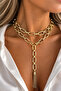 Rectangular Large Ring Double Row Tassel End Y Necklace (40cm)