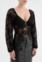 Women's lace fabric corset with bottom snap and padded chest design - 5