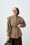 Women's Shoulder Epaulettes Hidden Button Jacket Mink - 2