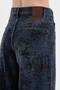 Women's jacquard floral velvet-look palazzo design jeans - 5