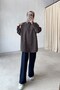 Collar Stone Embellished Oversize Shirt - Brown - 3