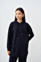 Women's Hooded Stitching Detail Tracksuit Set Navy Blue - 3