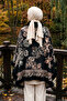 Women's Shawl Pattern Woven Poncho Pnc16 Black - 2
