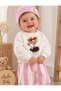 Mrs Teddy Printed Sweatshirt, Striped Pants, Printed Socks and Beanie Baby Girl and Child 4-Piece Set - 4