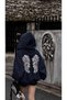 Sequin Embroidered Angel Wings Trendy Streetwear Black Cardigan with Zipper/ Streetwear Y2K