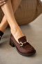 Hily Gold Accessory Detail Women's Loafer - Brown Suede - 2