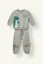 I3754A5Kh434 Khaki 100% Cotton Crocodile Printed and Appliqué Detailed 2-Piece Set for Baby Boy - 4