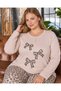 Modalove Women's Battal Reported Interlock Fabric Winter Long Sleeve Pajama Set 6868 - 2