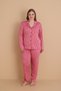 Mirano 9852 Long Sleeve Şardonlu Soft Winter Buttoned Plus Size Women's Pajama Set - 2