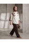 Embroidered Stone Linen Suit - 2
