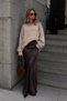 Varelle Plaid Knitwear Sweater – Women's V-Neck Oversized Cut Long Sleeve Patterned Knitted Sweater - 2