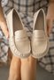 Livo Thick and Flat Sole Classic Women's Shoes - Beige Patent Leather - 4