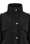 4987 Women's Gabardine Stand Collar Pocket Bomber Jacket Black - 2