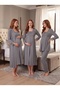 New Season Smoked Lace Detailed Buttoned Design Long Sleeve 100% Cotton Maternity Maternity Dressing Gown Nightgown Pajama Set 4-Piece Set - 8