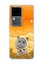 Vivo V30 5g Compatible Gray Cat Sunflower Printed Transparent Phone Case with Scarf