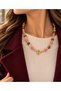 Handmade Tiger's Eye Pink Quartz and Selenite Natural Stone Women's Necklace with Steel Sailor Lock - 5