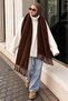 Mery Women's Puffy Soft Textured Tasseled Winter Scarf and Shoulder Shawl Coffee