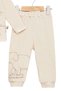 Baby Girl and Boy Cute Embossed Elephant Patterned Ecru Pajama Set - 5