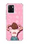 Vivo Y15S Compatible Strong Women's Pink Printed Transparent Phone Case