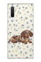 Samsung Galaxy Note 10 Compatible Sausage Dog Blue Flower Printed Transparent Phone Case