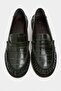Vesta Khaki Waterway Crocodile Genuine Leather Flat Sole Women's Loafer Shoes - 8