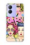 Vivo Y17S Compatible Colorful Comic Women Printed Transparent Phone Case