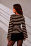 Women's Striped Gathered Detail Wide Sleeve Women's Blouse 212 - 3