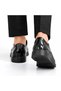 Shoes Men's Black Shiny Faux Leather Lace-Up Classic Shoes – Textured Front Surface, Thick Sole Groom's Shoes - 8